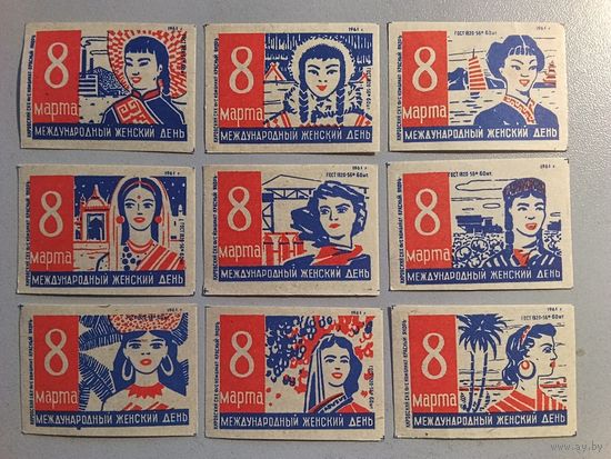 Спичечные этикетки Комбинат "Красный Якорь" (ф-ка "Белка"). 8 Марта