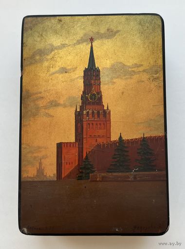 Шкатулка. Федоскино. КРЕМЛЬ. Не лакированная. Р-р: 13х9х4,5 см.