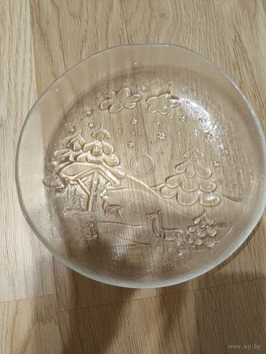 Винтажное рождественское блюдо Arcoroc