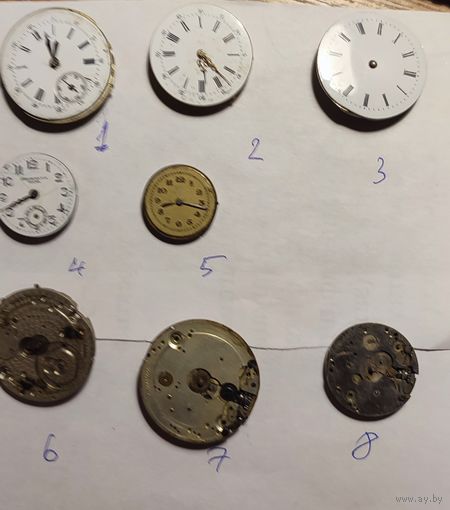 Механизмы старинных карманных и наручн.часов.