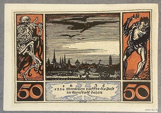 Нотгельд 50 пфеннигов 1921 год. Арнштадт,. Веймарская республика