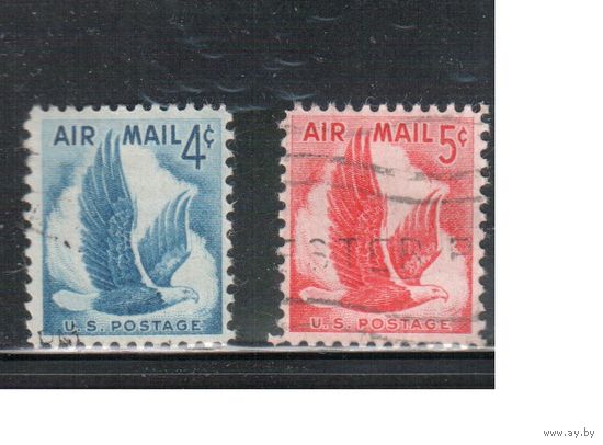 США-1954, (Мих.680-681), гаш.  , Авиапочта, Фауна, Орел, (полная серия)