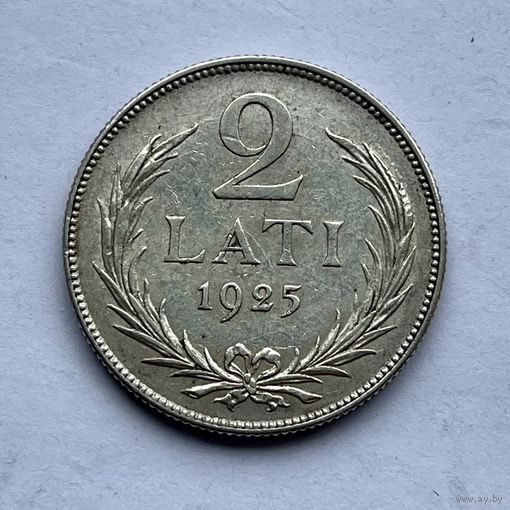 Монета серебро ЛАТВИЯ 2 лата 1925 год ОТЛИЧНЫЕ