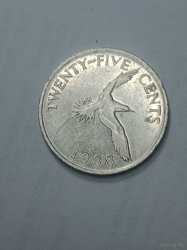 Бермудские острова 25 центов 1988 года .