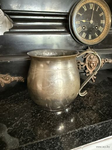 Старинный молочник орнамент латунь