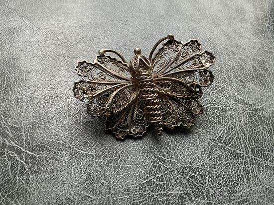 Брошь Бабочка Филигрань Серебро Россия ? Германия ? Антик
