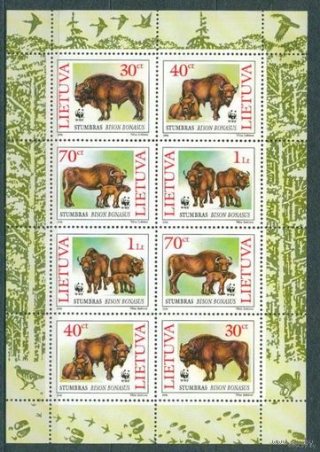 1996 Литва WWF Бизоны Зубры фауна лист **