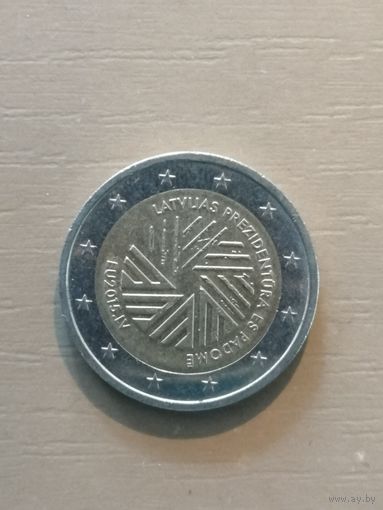 Латвия 2 евро, 2015 год, Президентство Латвии в Совете ЕС, KM# 173