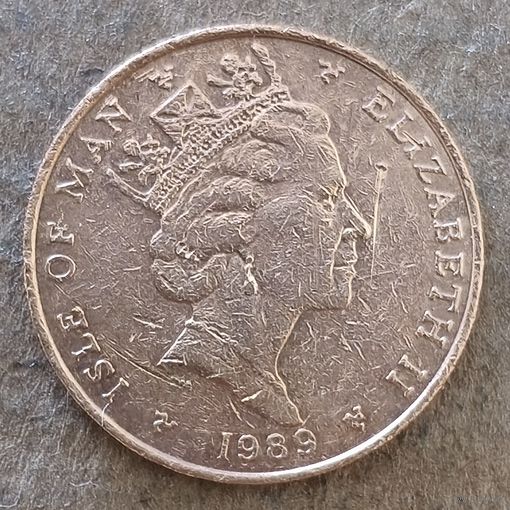Остров Мэн 1 пенни, отметка "AC" на реверсе, 1989 г., KM# 207