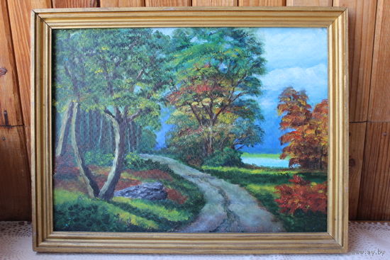 Картина "Утро в лесу", холст на картоне. Р. 30.0х 40.0 см