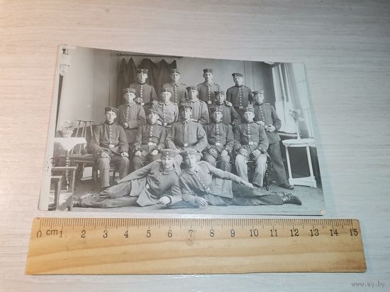 Почтовая карточка, фотография с изображением группы солдат, ПМВ.