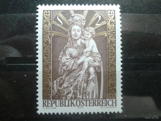 Австрия 1974 Рождество**, статуя в кирхе, примерно 1600 год