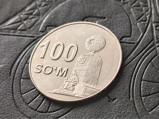 Узбекистан. 100 сумов 2018. Брак, холостое соударение штемпелей. Торг.
