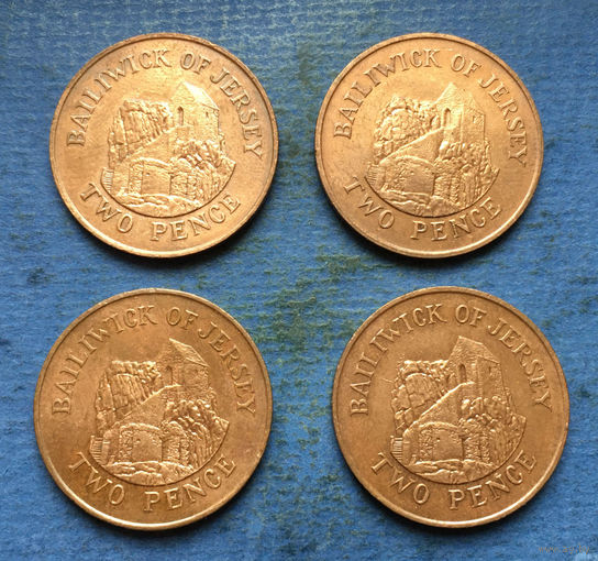 Джерси 2 пенса 1984, 1985, 1988, 1990