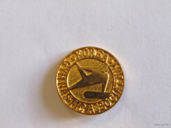 Значок. Знак. "Ассоциация гимнастики". "Корея". "Спорт". "Гимнастика". м