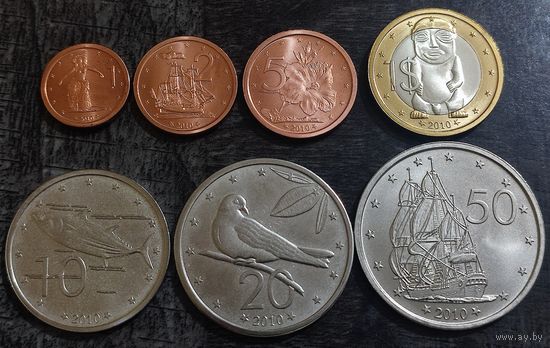 Острова Кука 1, 2, 5, 10, 20, 50 центов и 1 доллар 2010 г. (7 монет)  UNC.