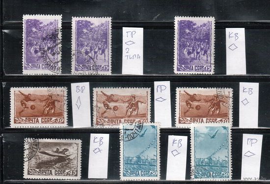 СССР-1948, (Заг.1220-1223) гаш., Спорт (полная серия), разл. типы