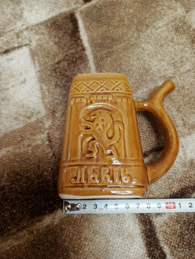 Кружка поильник для минеральной воды Львов СССР обливная керамика