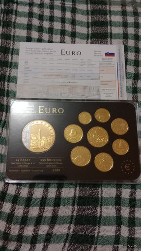 Словения евро комплект с медалью 2007-2008с золотым и родивым покрытием