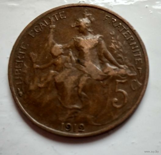 Франция 5 сантимов, 1912  2-6-19