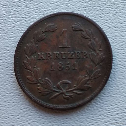 Баден 1 крейцер, 1851 7-7-19