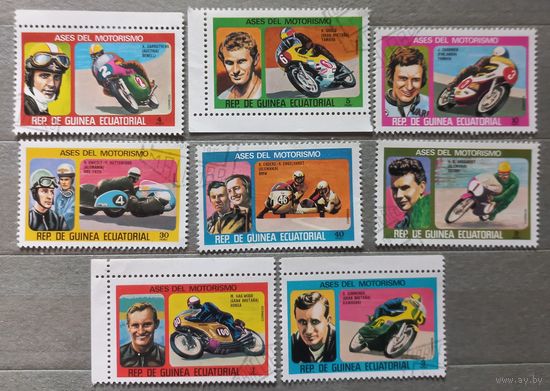 Экваториальная Гвинея. 1976г. Мото гонщики.
