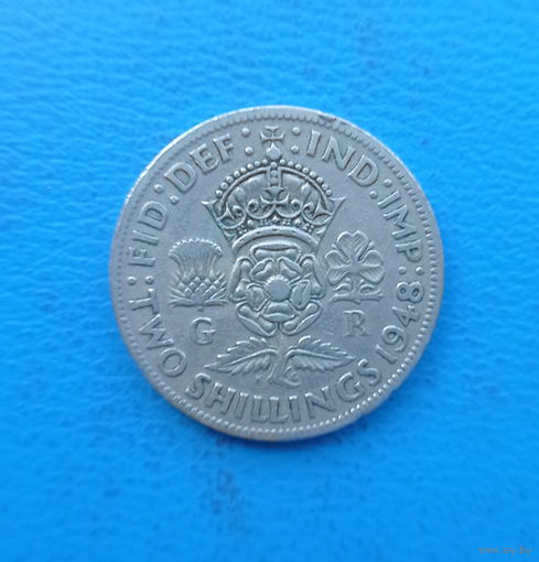 Великобритания 2 шиллинга = флорин 1948 год Король Георг VI с надписью IND: IMP: