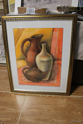 Н.ПЕТРОВАЧ, БУМАГА, ПАСТЕЛЬ, КАРАНДАШ (?), РАЗМЕРЫ 40Х50 ПО РАМЕ, без рамы 30Х40 см, оформлена в раму, паспарту