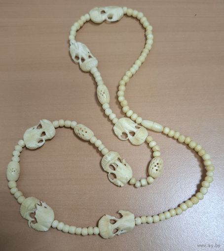 Бусы, браслет. Кость. 65 см