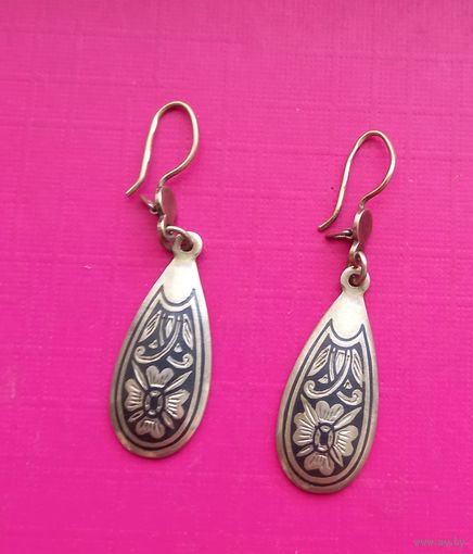 Серебряные серьги СССР. 925 проба со звездой
