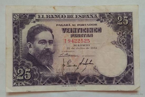Испания 25 песет 1954 г.