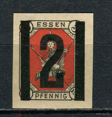 Германия - Эссен - Местные марки - 1888 - Надпечатка нового номинала 2PF на 5Pf - [Mi.7] - 1 марка. MH.  (Лот 73CZ)