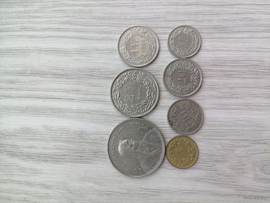 Швейцария 7 монет.полный набор