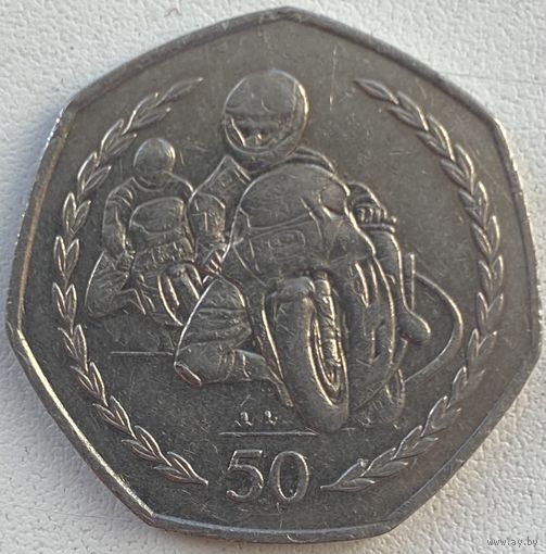 Остров Мэн 50 пенсов 1997 г. Мотогонки "Tourist Trophy"