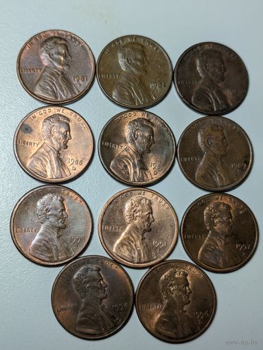 1 цент США 1980е - 1990е