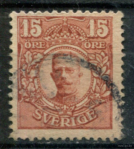 Швеция - 1911/19г. - король Густав V, 15 Ore - 1 марка - гашёная. Без МЦ!