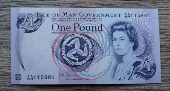 Werty71 Остров Мэн 1 фунт 1990 - 2009 банкнота Королева Трискелион