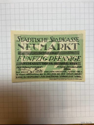 50 пфеннигов (нотгельды) г. Германия Нюмаркт-1201