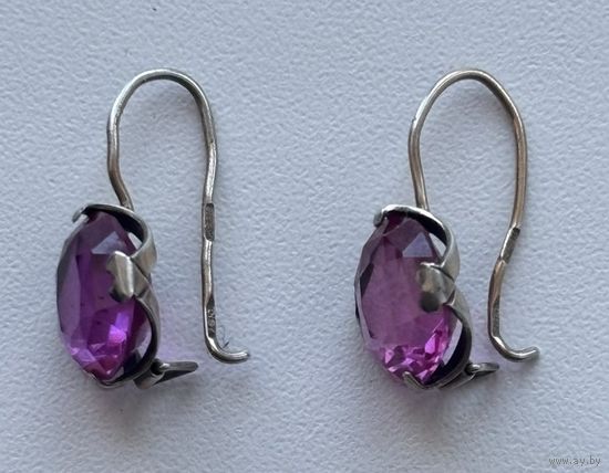 ВИНТАЖНЫЕ СЕРЕБРЯНЫЕ СЕРЬГИ, 875 ПРОБА, КЛЕЙМО В ВИДЕ ЗВЕЗДЫ, СЕРПА И МОЛОТА. ЮВЕЛИРНОЕ ПРОИЗВОДСТВО СССР!!! ТОРГИ С РУБЛЯ БЕЗ МЦ!!!