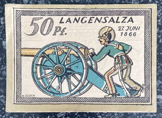 Нотгельд 50 пфеннигов 1921 год. Лангензальц. Веймарская республика