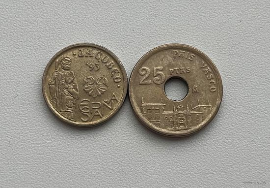 ИСПАНИЯ  5 + 25 песет 1993 г.