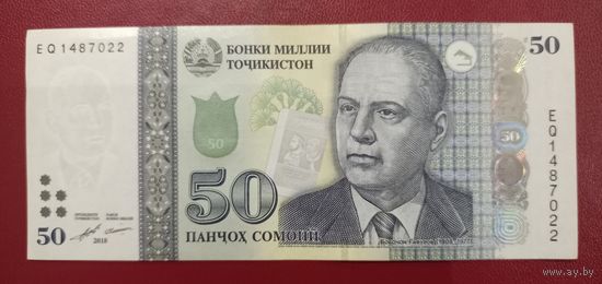 Торг. Таджикистан. 50 сомони 2018 года, серия EQ