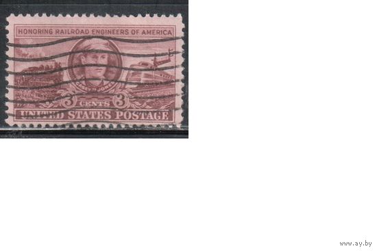 США-1950, (Мих.611), гаш. , Личности, Железная дорога, Паровоз(одиночка),