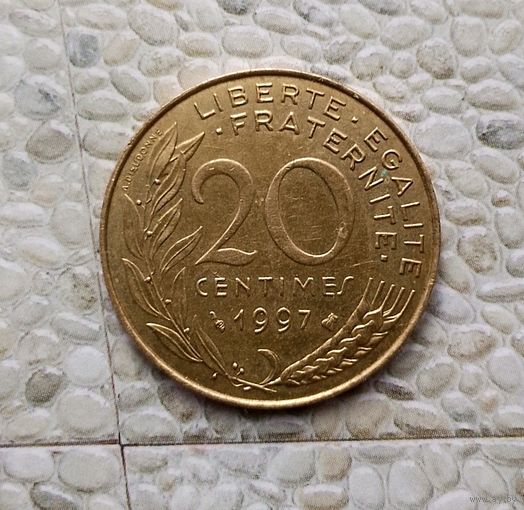 20 сантимов 1997 года Франция. Пятая Республика. Красивая монета!