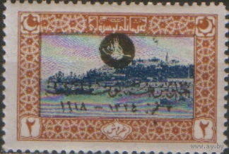 Марка из серии 1919г.  Османская империя "Стамбул и бухта Золотой Рог" с надпечаткой в ознаменование восшествия на престол Мехмеда VI MNH