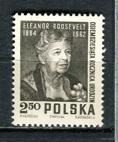 Польша - 1964 - Элеонор Рузвельт - [Mi. 1532] - полная серия - 1  марка. MNH.  (Лот 50JD)-TG2P3