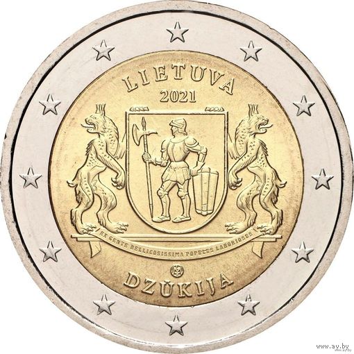 2 евро 2021 Литва Дзикуя UNC из ролла