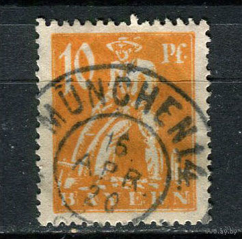 Бавария в составе Веймарской республики - 1920 - Пахарь 10Pf - [Mi.179] - 1 марка. Гашеная.  (Лот 120BZ)