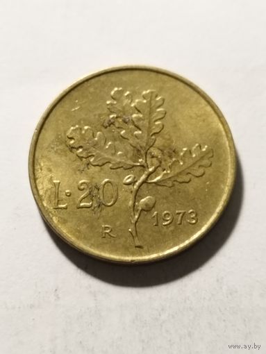 Италия 20 лир 1973