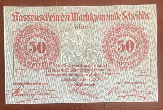Нотгельды Австрия Шайббс 50 геллеров 1920 год.